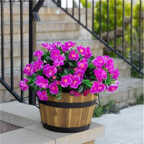 Artificial Camellia Flowers UV Resistant Outdoor Porch Patio Decor 3 Bundles - Picture 4 of 8